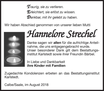 Traueranzeige von Hannelore Strechel  von Magdeburger Volksstimme