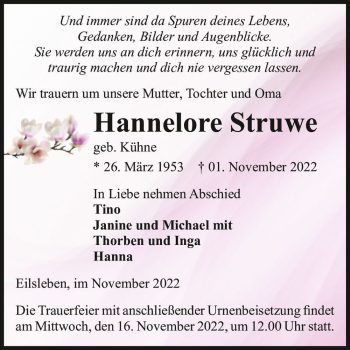 Traueranzeige von Hannelore Struwe (geb. Kühne)  von Magdeburger Volksstimme