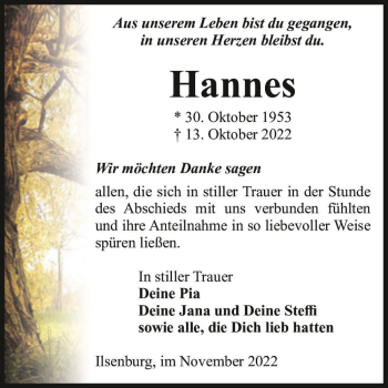 Traueranzeige von Hannes  von Magdeburger Volksstimme