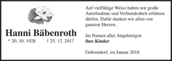 Traueranzeige von Hanni Bäbenroth  von Magdeburger Volksstimme