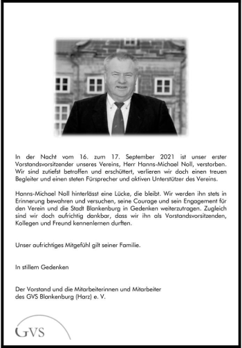 Traueranzeige von Hanns-Michael Noll  von Magdeburger Volksstimme