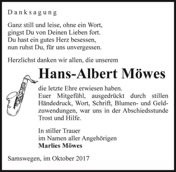 Traueranzeige von Hans-Albert Möwes  von Magdeburger Volksstimme