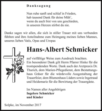 Traueranzeige von Hans-Albert Schmicker  von Magdeburger Volksstimme