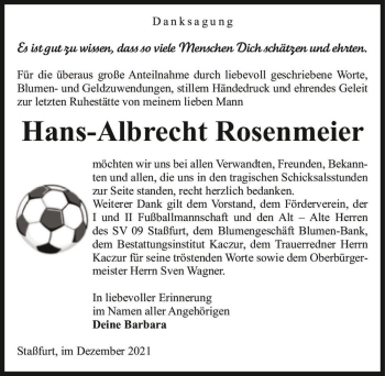 Traueranzeige von Hans-Albrecht Rosenmeier  von Magdeburger Volksstimme