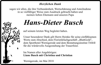 Traueranzeige von Hans-Dieter Busch  von Magdeburger Volksstimme