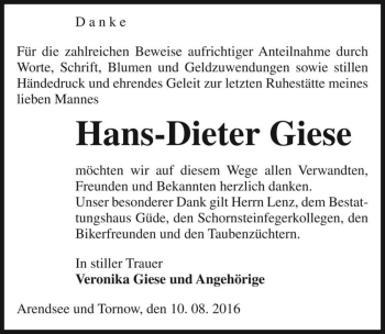 Traueranzeige von Hans-Dieter Giese  von Magdeburger Volksstimme