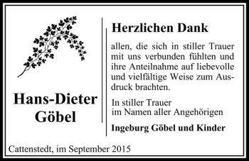 Traueranzeige von Hans-Dieter Göbel  von Magdeburger Volksstimme