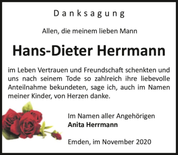 Traueranzeige von Hans-Dieter Herrmann  von Magdeburger Volksstimme
