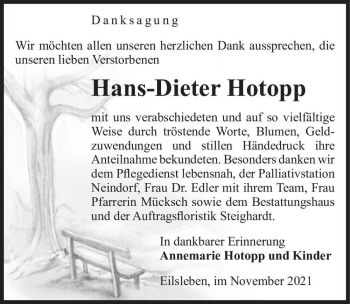 Traueranzeige von Hans-Dieter Hotopp  von Magdeburger Volksstimme