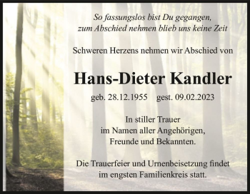 Traueranzeige von Hans-Dieter Kandler  von Magdeburger Volksstimme