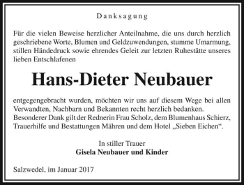 Traueranzeige von Hans-Dieter Neubauer  von Magdeburger Volksstimme