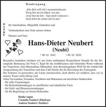 Traueranzeige von Hans-Dieter Neubert 