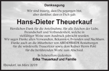 Traueranzeige von Hans-Dieter Theuerkauf  von Magdeburger Volksstimme