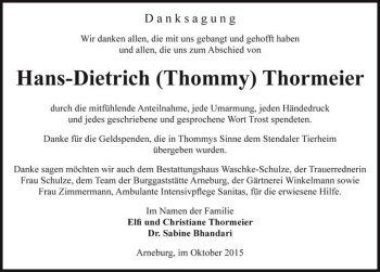 Traueranzeige von Hans-Dietrich 
