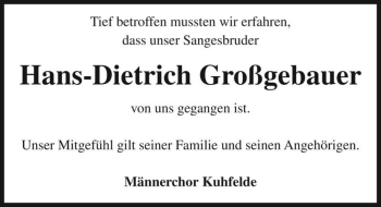 Traueranzeige von Hans-Dietrich Großgebauer  von Magdeburger Volksstimme