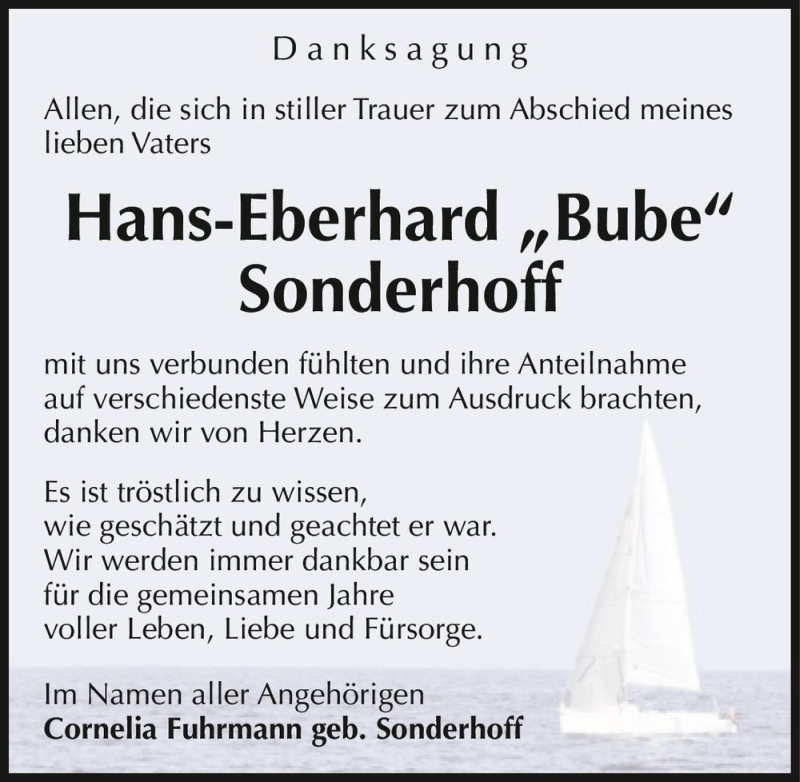  Traueranzeige für Hans-Eberhard ,,Bube