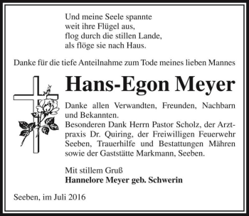Traueranzeige von Hans-Egon Meyer  von Magdeburger Volksstimme