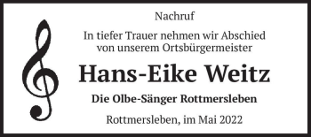 Traueranzeige von Hans-Eike Weitz  von Magdeburger Volksstimme