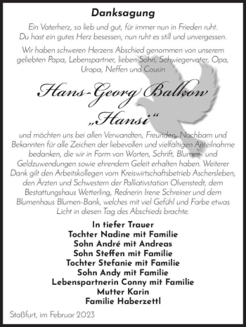 Traueranzeige von Hans-Georg 