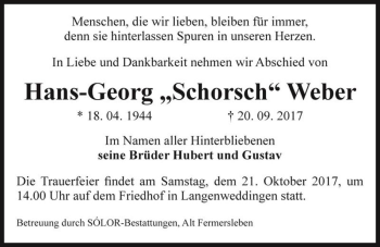 Traueranzeige von Hans-Georg 