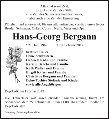 Traueranzeige von Hans-Georg Bergann  von Magdeburger Volksstimme