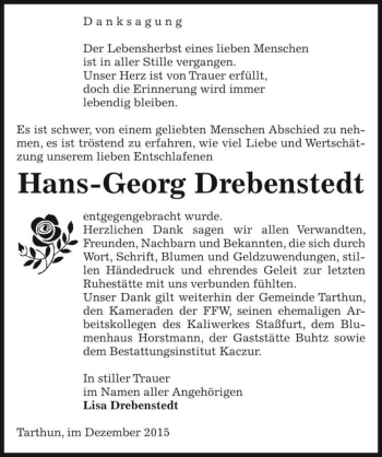 Traueranzeige von Hans-Georg Drebenstedt  von Magdeburger Volksstimme