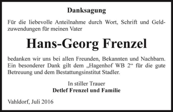 Traueranzeige von Hans-Georg Frenzel  von Magdeburger Volksstimme