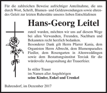 Traueranzeige von Hans-Georg Leitel  von Magdeburger Volksstimme