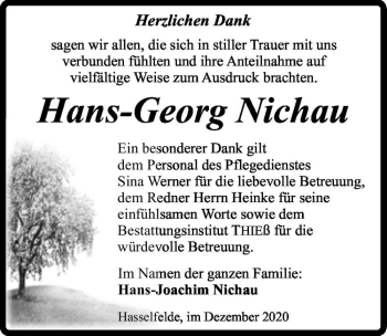Traueranzeige von Hans-Georg Nichau  von Magdeburger Volksstimme