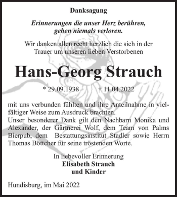 Traueranzeige von Hans-Georg Strauch  von Magdeburger Volksstimme