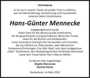 Traueranzeige von Hans-Günter Mennecke  von Magdeburger Volksstimme