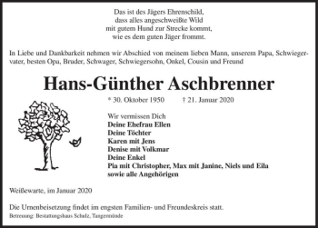 Traueranzeige von Hans-Günther Aschbrenner  von Magdeburger Volksstimme