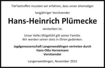 Traueranzeige von Hans-Heinrich Plümecke  von Magdeburger Volksstimme