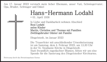 Traueranzeige von Hans-Hermann Lodahl  von Magdeburger Volksstimme
