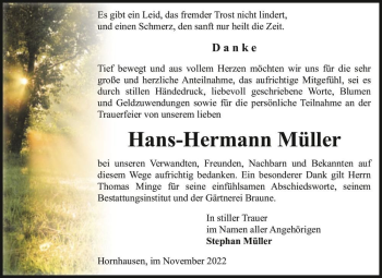 Traueranzeige von Hans-Hermann Müller  von Magdeburger Volksstimme