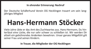 Traueranzeige von Hans-Hermann Stöcker  von Magdeburger Volksstimme