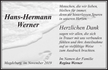 Traueranzeige von Hans-Hermann Werner  von Magdeburger Volksstimme