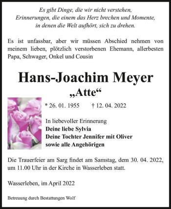 Traueranzeige von Hans-Joachim 