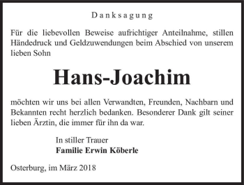 Traueranzeige von Hans-Joachim  von Magdeburger Volksstimme