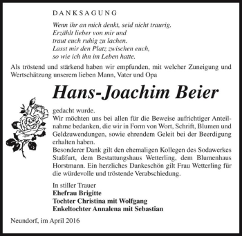Traueranzeige von Hans-Joachim Beier  von Magdeburger Volksstimme