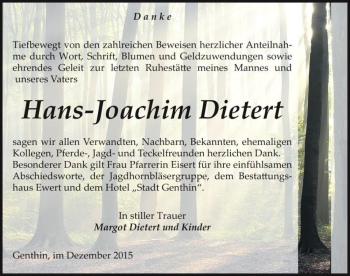 Traueranzeige von Hans-Joachim Dietert  von Magdeburger Volksstimme