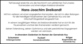 Traueranzeige von Hans-Joachim Dreikandt  von Magdeburger Volksstimme