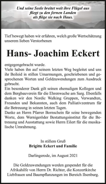 Traueranzeige von Hans-Joachim Eckert  von Magdeburger Volksstimme