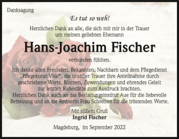 Traueranzeige von Hans-Joachim Fischer  von Magdeburger Volksstimme