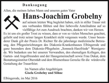 Traueranzeige von Hans-Joachim Grobelny  von Magdeburger Volksstimme