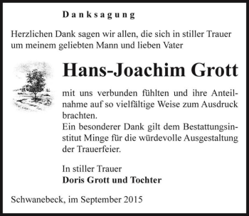 Traueranzeige von Hans-Joachim Grott  von Magdeburger Volksstimme