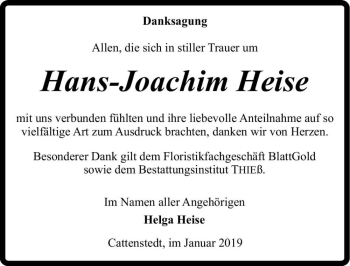 Traueranzeige von Hans-Joachim Heise  von Magdeburger Volksstimme