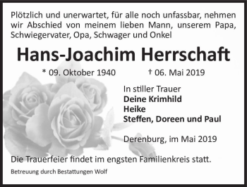 Traueranzeige von Hans-Joachim Herrschaft  von Magdeburger Volksstimme