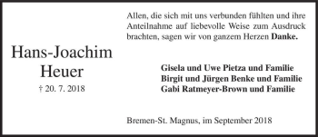 Traueranzeige von Hans-Joachim Heuer  von Magdeburger Volksstimme