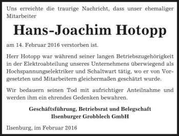 Traueranzeige von Hans-Joachim Hotopp  von Magdeburger Volksstimme